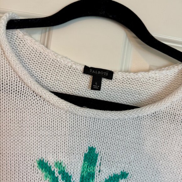 Talbots Open Neck Pullover Pineapple Sweater L - Picture 2 of 3